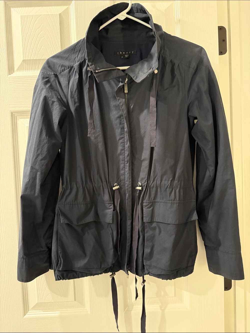Theory Navy Utility Drawstring Anorak Jacket Sz P